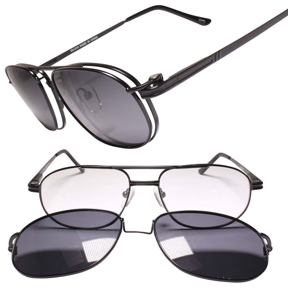 Optical Frames W/ Magnetic Clip on Lens Black Rectangle Square Sunglasses